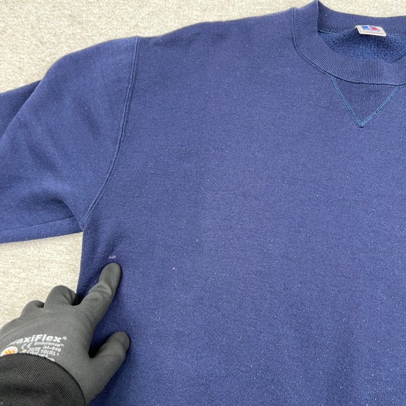 VTG Russell Athletic Crewneck Sweatshirt Navy Blue Made in USA Mens Large 90s - Picture 5 of 9